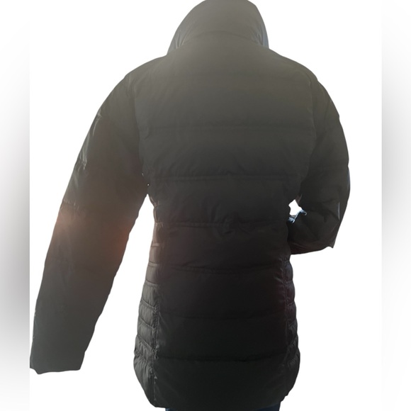 Woolrich size medium down quilted long winter Parka w/ hidden hood black zipper - Picture 3 of 14